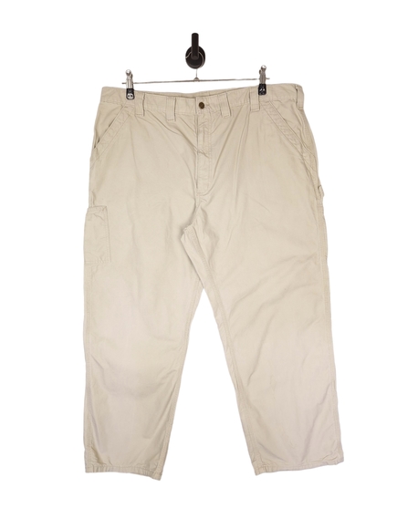 Men's Carhartt Loose Original Fit Carpenter Trousers In Beige Size W44  L30 - Picture 2 of 7